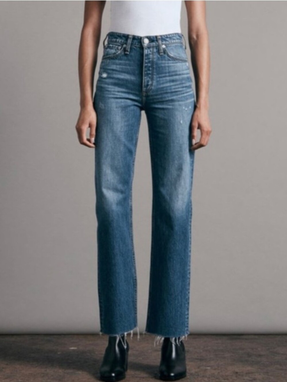 ❤️ RAG & BONE ALEX HIGH RISE STRAIGHT LEG JEANS, ASH, 10 (30)